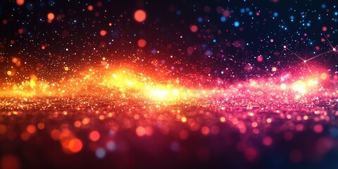 Poster - Colorful particles creating a vibrant abstract background with glowing effects and a mesmerizing blend of light
