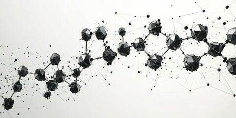 Poster - Complex network of geometric shapes illustrating connections and interactions in digital art