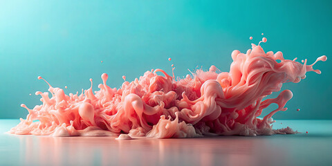 Poster - Fluid motion showcases vibrant pink liquid swirling and splashing in captivating patterns. This artistic arrangement captures fluid dynamics in an engaging manner