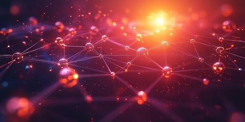 Poster - exploring the beauty of connected particles in a vibrant cosmic network at dawn