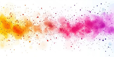 Poster - Colorful abstract design featuring flowing hues and interconnected dots creates a vibrant digital artwork