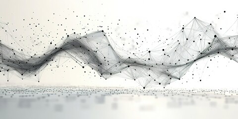 Poster - Abstract wave pattern created with connected points and lines in a luminous setting