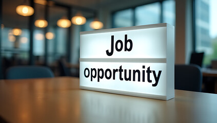 Poster - Job opportunity posted on a light box display in an office setting on top of a desk for view._00002_