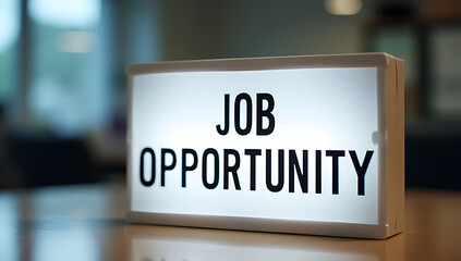 Poster - Job opportunity posted on a light box display in an office setting on top of a desk for view._00001_