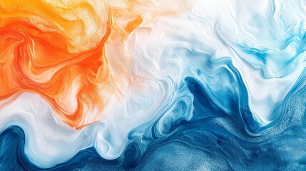 Wall Mural - Vibrant colors flow grainy texture gradient background orange blue white abstract wave music cover banner design, Generative AI