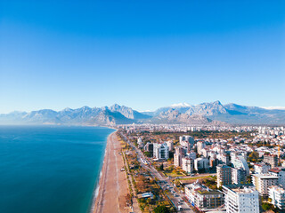 Wall Mural - Famous Konyaalti Antalya Beach aerial view