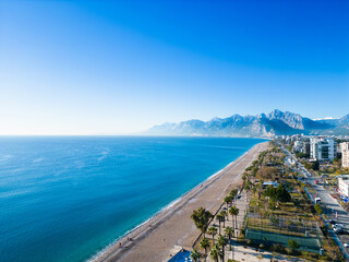 Wall Mural - Famous Konyaalti Antalya Beach aerial view