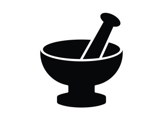 Poster - mortar and pestle icon silhouette vector, mortar icon glyph style design, herbal medicine concept. a