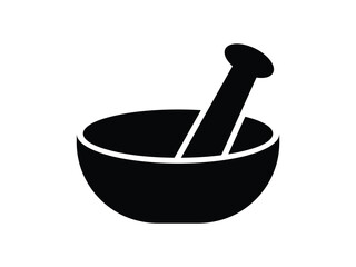 Poster - mortar and pestle icon silhouette vector, mortar icon glyph style design, herbal medicine concept. a