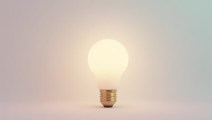 Poster - Concepts of idea and creativity are visually represented on a soft pastel colored background with a lamp in focus._00002_