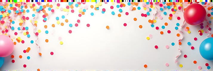 Poster - Colorful confetti and streamers create a lively atmosphere in these creative flat lay party background concepts and celebration ideas._00003_