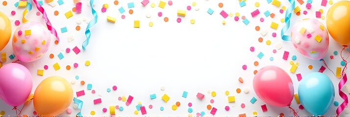 Poster - Colorful confetti and streamers create a lively atmosphere in these creative flat lay party background concepts and celebration ideas._00002_