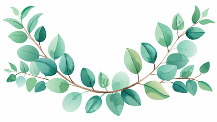 Fototapete - Elegant vector design of lush green foliage arranged in a flowing pattern with varying shades of green on a white background