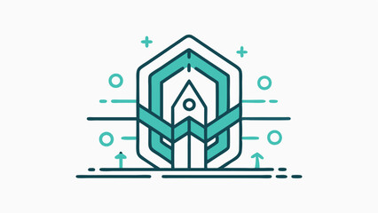 Poster - Modern vector design featuring abstract geometric shapes and lines with a central leaf motif in vibrant colors
