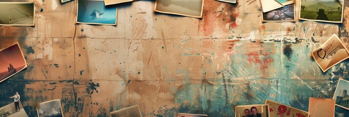 Poster - Creative collage featuring multiple pictures on a textured background with ample copy space for personalized captions. Generative AI