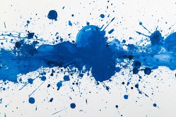 Poster - Blue paint splashing on white canvas creating abstract art