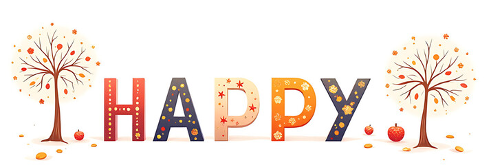 Poster - Beautiful happy new year illustrations and designs in various colors and patterns on a clean white background._00002_