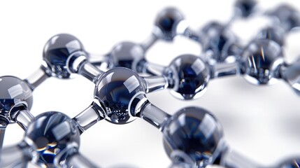 Poster - A close-up view of interconnected transparent spheres representing molecular structures.