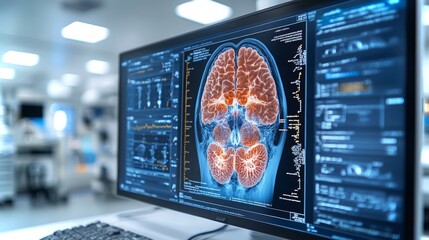 Poster - AI-enhanced CT scans provide detailed soft tissue analysis in a modern medical facility