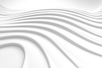Poster - Abstract white waves creating smooth contours and depth in a minimalist setting