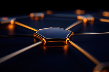 Poster - Network connections illuminated by orange light against a dark background