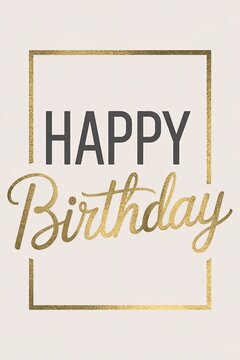 Happy Birthday lettering gold text handwriting calligraphy background. Greeting Card,invitation Illustration