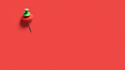 Poster - A small group of a pin and thumbtack sits on a red desk with plenty of space for text overlay._00002_