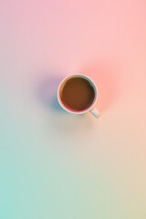 Poster - A small cup of coffee sits on a brightly colored pastel background with a subtle soft focus effect._00002_
