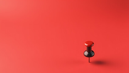 Poster - A small group of a pin and thumbtack sits on a red desk with plenty of space for text overlay._00001_