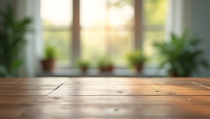 Aufkleber - A selective focus photograph of a wooden table top with blurred window glass in the background is created._00002_