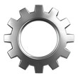 © Suesong - Silver minimalist gear icon, sleek design, transparent background, ideal for modern applications and user interfaces, versatile and stylish.