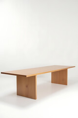 Aufkleber - A large wooden table with a minimalist design sits against a clean white background in a photo editing setting._00003_