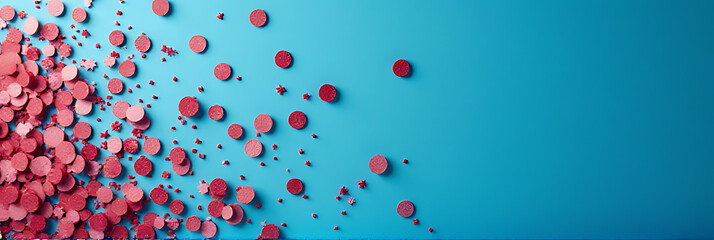 Aufkleber - A design concept combines dots of red fabric on a blue background for decorative use as a key visual element._00003_