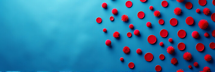 Aufkleber - A design concept combines dots of red fabric on a blue background for decorative use as a key visual element._00002_