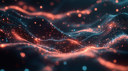 Poster - digital waves of light create a mesmerizing abstract pattern in vibrant colors