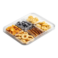 Poster - Small snack tray mock-up featuring clear dividers, ideal for showcasing product arrangement, versatile design for marketing use