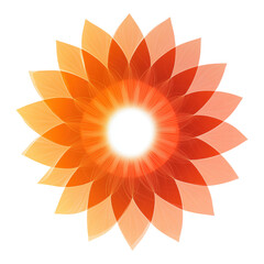 Poster - Stylized sunburst emblem in vibrant gradient orange, ideal for modern branding, digital art, and promotional materials, transparent background.