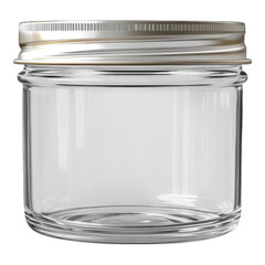 Poster - Transparent glass jar mock-up featuring a twist-off lid, ideal for showcasing product designs and branding concepts, PNG format with transparent background