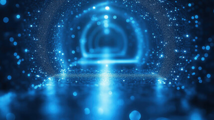 Poster - mesmerizing abstract blue lines and lights defocused perspective pattern