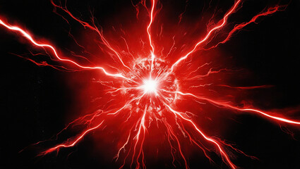 shining red energy explosion with plasma pattern on outer space background