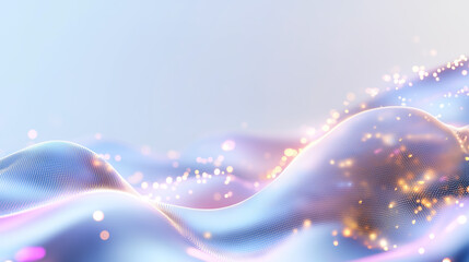 Poster - soft fabric waves with sparkling lights creating an ethereal atmosphere in a serene setting