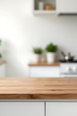 Poster - A beautiful end grain wood counter top blends perfectly with a white kitchen background in this clean and stylish montage display._00001_