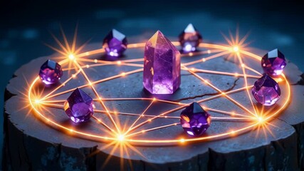 Wall Mural - Exploration of crystal energy and spiritual practices in mystical circles