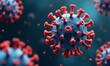 © junet - microscopic virus coronavirus 3D rendering blue and orange
