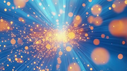 Poster - A vibrant abstract light explosion with orange and blue hues creating a captivating visual effect.