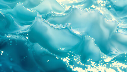 Wall Mural - Crashing waves of turquoise water with sunlight reflecting off the surface, create a dreamy atmosphere