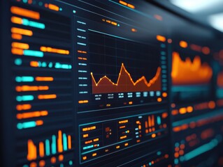 Poster - Marketing kpis showing on screen with high-tech design and future-oriented charts