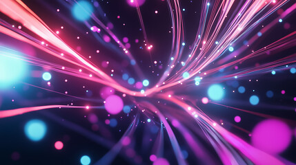 Poster - Colorful abstract light trails create a dynamic visual effect in a dark space