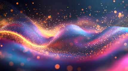 Wall Mural - Red christmas abstract background. glowing background with golden dust, sparkles, shimmer, particles. new year mockup for celebrating. generative ai. Effervescent. Illustration
