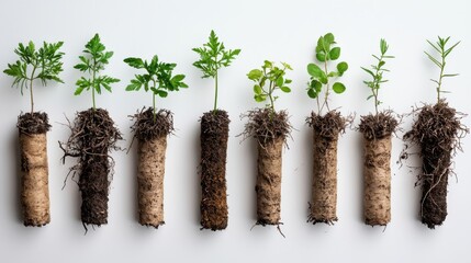 Aufkleber - Arranging young saplings in two rows of six for optimal growth nursery botanical display greenhouse close-up view a mix of young saplings following cbfd standards